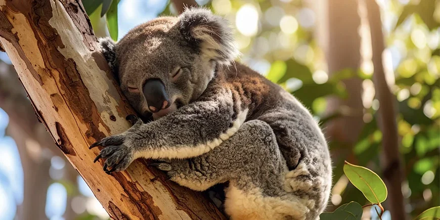 Koala nukkuu puussa