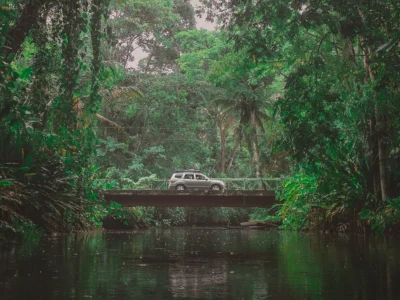 Auto ajaa Costa Rican viidakon halki